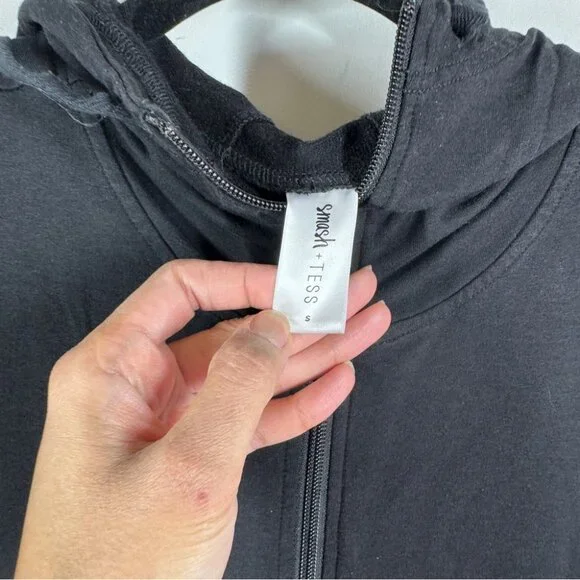 Smash + Tess Black Hooded Jilly Jogger Jumpsuit Size S Bamboo Lounge Casual Chic - Picture 10 of 16